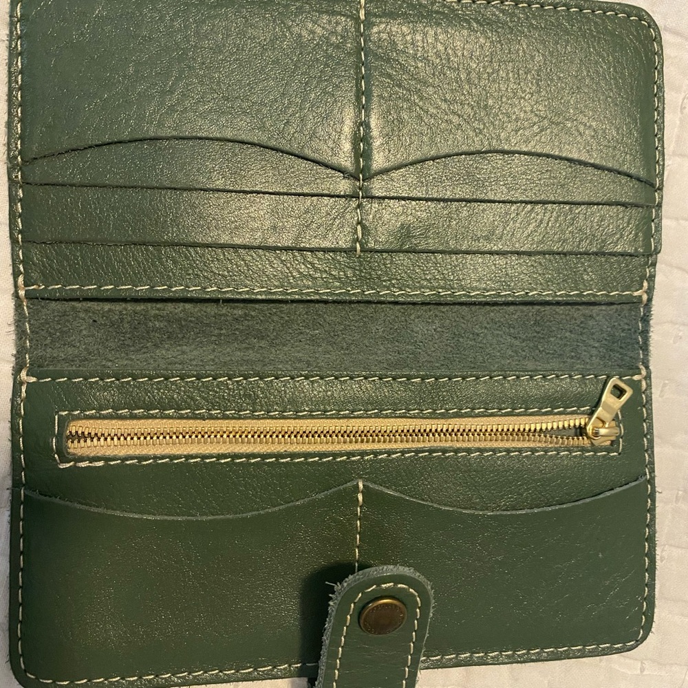 Portland Leather Goods bifold wallet in green